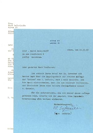 Maschinenschriftlicher Brief mit Unterschrift.