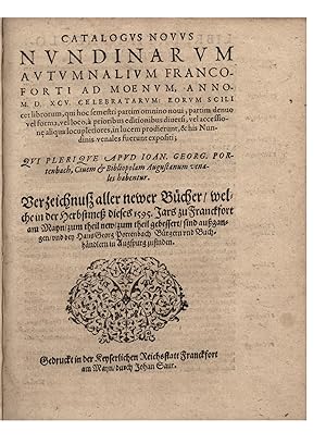 Catalogus Novus nundinarum Autumnalium Francofurti ad Moenum, anno M. D. XCV. celebratarum: eorum...