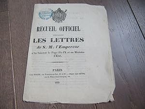 RECUEIL DES LETTRES DE NAPOLEON AU PAPE PIE IX 1860 RARE