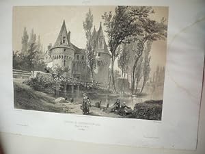 GRANDE LITHOGRAPHIE 1870 CHATEAU DE BAZOUGES-SUR-LOIR FLECHE SARTHE (72)
