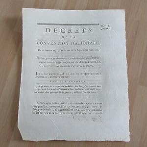 DECRET CONVENTION NATIONALE 1793 vente mobilier des émigrés trouvé ds pays occup