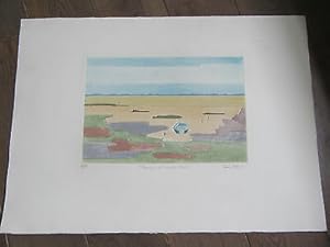 LITHOGRAPHIE NUMEROTEE SIGNEE Gaby EDREI (1936-2000) BARQUE A MAREE BASSE