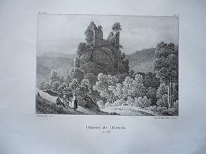 CHATEAU DE BILSTEIN URBEIS ALSACE GRAVURE ORIGINALE 1870 HAUT RHIN