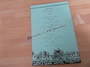 MENU RESTAURANT MYRTLE BANK HOTEL KINGSTON JAMAIQUE JAMAICA 1948