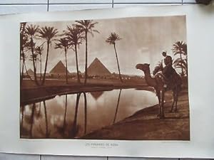 GRANDE AFFICHE 1950 PYRAMIDES DE GIZEH MYCERINOS CHEPHREN CHEOPS EGYPTE