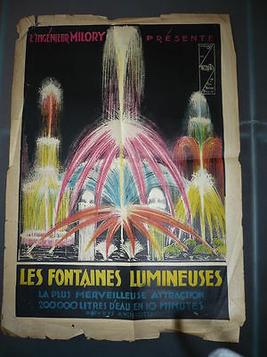 AFFICHE ANCIENNE MILORY FONTAINES LUMINEUSES 1920