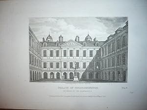 GRAVURE 19ème SIÈCLE PALACE OF HOLYROODHOUSE INTERIOR OF THE QUADRANGL EDINBURGH