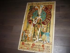 grande affiche 1910 LITHO LES GILLES DE BINCHE BRUXELLES MARDI GRAS BELGIQUE