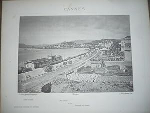 GRANDE GRAVURE ANCIENNE 1884 CANNES LE PORT LA CROISETTE