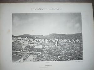 GRANDE GRAVURE ANCIENNE 1884 LE CANNET CANNES VUE GENERALE