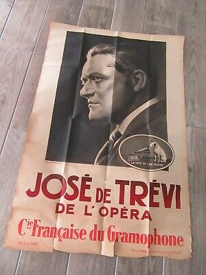 GRANDE AFFICHE lithographiee 1940 JOSE DE TREVI OPERA GRAMOPHONE PHONOGRAPHE