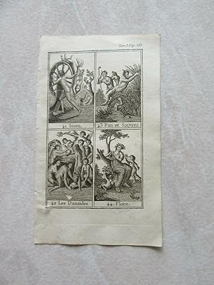 GRAVURE 1810 mythologie ixion pan et satyres les danaides flore