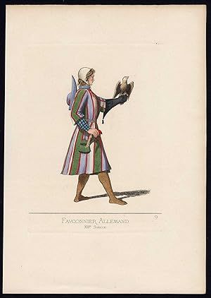 Antique Print-FALCONER-GERMANY-MIDDLE AGES-COSTUME-PLATE 9-Bonnard-Mercuri-1860