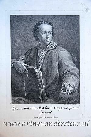 [Portrait print, engraving] Eques Antonius Raphael Mengs se ipsum pinxit/Schilder Anton Raphael M...
