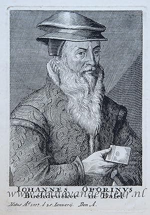 [Portrait print, etching] Printer IOHANNES OPORINUS/Johannes Oporinus was een humanistische drukk...