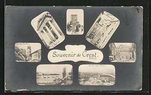 Carte postale Crest, L`Eglise, La Tour, Escalier des Cordeliers, Hôtel de Vile