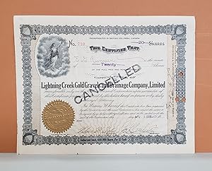 Lightning Creek Gold Gravels and Drainage Company Share Certificate No. 710