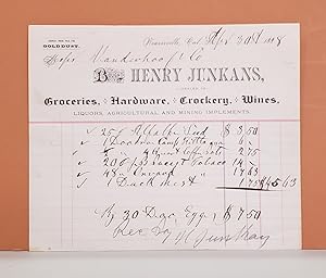 Henry Junkans Receipt