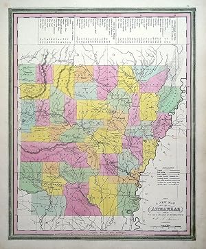 Antique Map ARKANSAS, USA, State map H.S.Tanner Original 1844