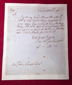 1793 Samuel Huntington Signed Letter RE: Release of Ship During the Genet Affair (ALS)