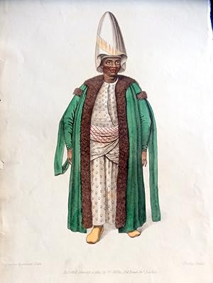 First Black Eunuch of the Seraglio (The Kislar Aga). Stipple Engraving from "Turkish Costume" 1802
