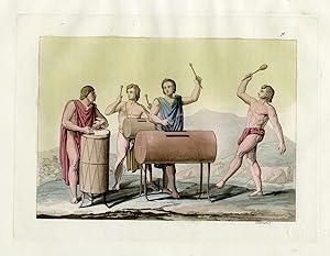 Antique Print-MUSICIANS-AZTEC-MEXICO-PL.LXXVI.-Ferrario-Bonatti-c.1827