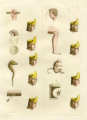 Antique Print-KINGS-CROWN-SYMBOLS-PL.LXII.-Ferrario-Fumagalli-c.1827