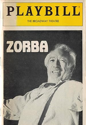 Playbill the National Theatre Magazine Vol 2 No 9 - Zorba the Greek Anthony Quinn Cover BroadwayT...
