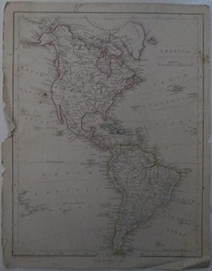 America. Map of the Continents of North and South America, including the United States with Hand ...