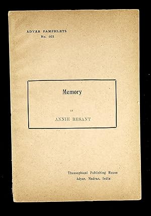 Memory (Adyar Pamphlets No. 103)