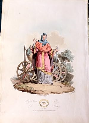 Anglo Saxon Lady of the IXth Century. Hand Coloured Aquatint 1812.