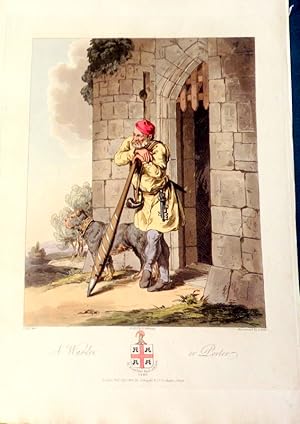 A Warder or Porter. [Castle Gate-Keeper]. Aquatint 1812.