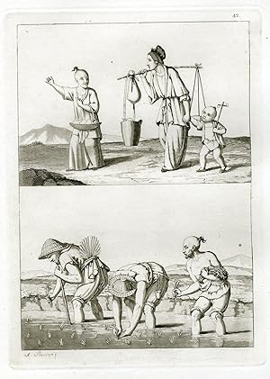 Antique Print-RICE-AGRICULTURE-CHINA-PL.XLII.-Ferrario-Rancati-c.1827