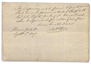 [1807 Manuscript Document requesting Patriot attorney Peter S. Du Ponceau to pay his law office r...