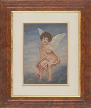 Emil Freyregal - Framed Early 20th Century Oil, Angel in the Clouds
