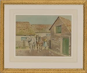 Guido Gray - Signed & Framed Mid 20th Century Watercolour, Plough Horses