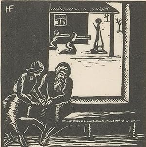 Hermann Fechenbach (1897-1986) - c.1935 Woodcut, Figures Conversing