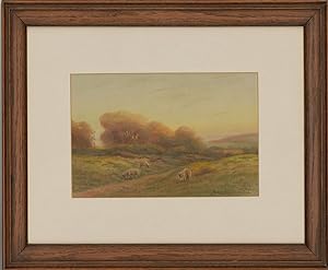 George Oyston (1861-1937) - Signed & Framed 1925 Watercolour, Grazing Sheep