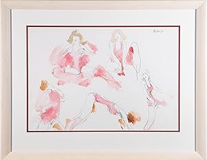 Peter Collins ARCA - 1980 Watercolour, Figure Study in Pink
