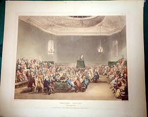 Debating Society, Piccadilly. 1808. Hand Coloured Aquatint.