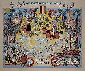 "CÔTES DE PROVENCE" Affiche originale entoilée / Editée par le COMITÉ INTERPROFESSIONNEL DES VINS...