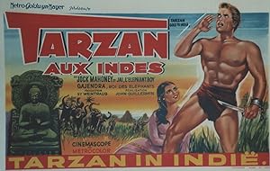"TARZAN AUX INDES (TARZAN GOES TO 1962 avec Jock MAHONEY, Dana MARK / INDIA)" Affichette belge or...