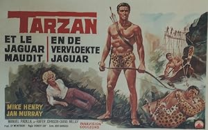 "TARZAN ET LE JAGUAR MAUDIT (TARZAN & THE GREAT RIVER)" / Affichette belge originale entoilée / R...