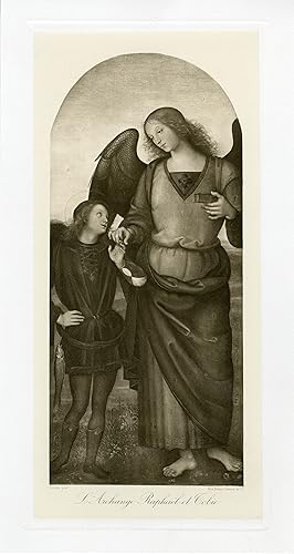 "LE PERUGIN : L'Archange Raphaël et Tobie" / Phototypie originale d'après un tableau du PERUGIN (...