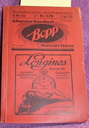 15 Mai 1928 BOPP Schweitzer Kursbuch / Horaire Suisse