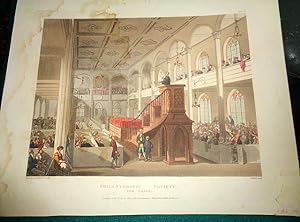 Philanthropic Society (The Chapel interior scene). 1st April 1809. Hand Coloured Aquatint.