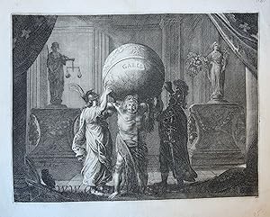 [Antique history print, etching] Louis XIII as Hercules carrying the globe of France on his shoul...