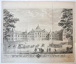 [Two Antique prints, etchings] Two plates with views of Huis ten Bosch in The Hague, published ca...