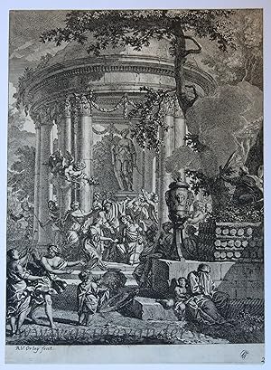 Antique print, etching and engraving | Wedding of Amaryllis and Mirtillo, published 1690-1700, 1 p.
