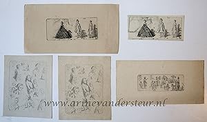 [antique print, etching] Various studies of heads and others/studie van hoofden en diverse figure...